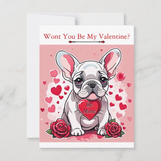 バレンタインデーかわいいフランス人フレンドに名前を追加 シーズンカード (正面)