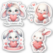 バレンタインデーかわいいベビーウサギ シール (正面)