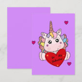 バレンタインデーかわいいユニコーンバレンタインデー ノートカード (正面/裏面)