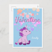 バレンタインデーかわいいユニコーンバレンタイン シーズンポストカード (正面/裏面)
