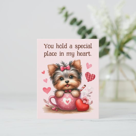 バレンタインデーかわいいヨークシャーテリアドッグ シーズンカード (スタンド正面)