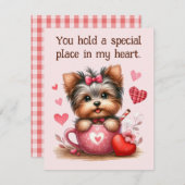 バレンタインデーかわいいヨークシャーテリアドッグ シーズンカード (正面/裏面)