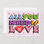 バレンタインデーかわいいレトロあなたが必要とするすべては愛 ポストカード (正面/裏面)