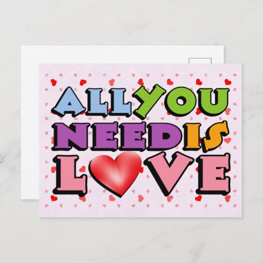 バレンタインデーかわいいレトロあなたが必要とするすべては愛 ポストカード (正面/裏面)