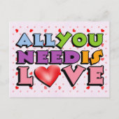 バレンタインデーかわいいレトロあなたが必要とするすべては愛 ポストカード (正面)