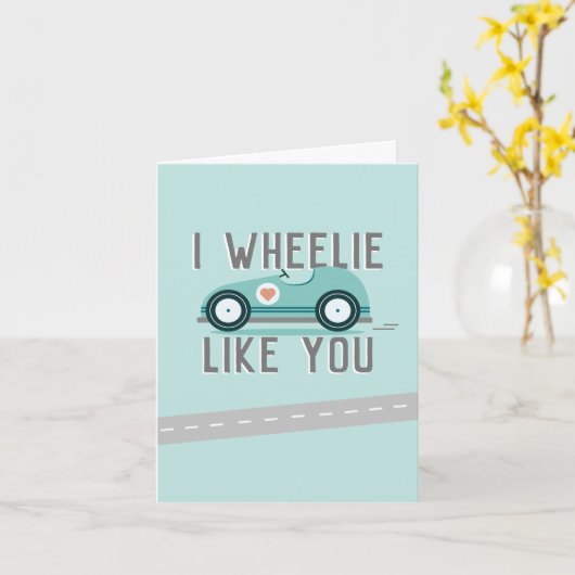 バレンタインデーかわいいレースカーをテーマにしたメッドカード カード (黄色い花)