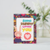 バレンタインデーかわいい何人かのバニーはあなたを愛している ポストカード (スタンド正面)