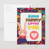 バレンタインデーかわいい何人かのバニーはあなたを愛している ポストカード (正面/裏面)