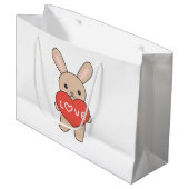 バレンタインデーかわいい動物とハート ラージペーパーバッグ (正面アングル)