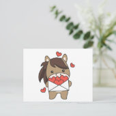 バレンタインデーかわいい動物のための馬ハート ポストカード (スタンド正面)