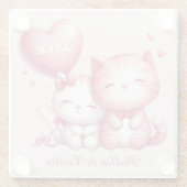 バレンタインデーかわいい子猫への愛 ガラスコースター (裏面)