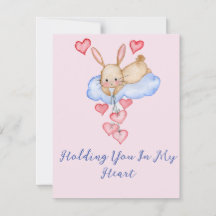 バレンタインデーかわいい水色のウサギと風船