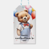バレンタインデーかわいい水色クマとバルーン|過去記事 ギフトタグ (正面)