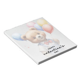 バレンタインデーかわいい水色クマとバルーン|過去記事 ノートパッド