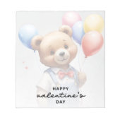 バレンタインデーかわいい水色クマとバルーン|過去記事 ノートパッド (正面)