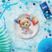 バレンタインデーかわいい水色クマとバルーン|過去記事 ペーパープレート (パーティー)