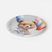 バレンタインデーかわいい水色クマとバルーン|過去記事 ペーパープレート (アングル)