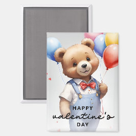 バレンタインデーかわいい水色クマとバルーン|過去記事 マグネット