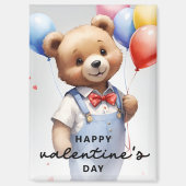 バレンタインデーかわいい水色クマとバルーン|過去記事 マグネット (正面)