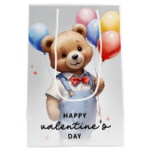 バレンタインデーかわいい水色クマとバルーン|過去記事 ミディアムペーパーバッグ (裏面)