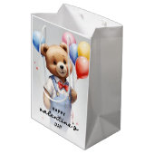 バレンタインデーかわいい水色クマとバルーン|過去記事 ミディアムペーパーバッグ (裏面アングル)