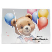 バレンタインデーかわいい水色クマとバルーン|過去記事 ラージペーパーバッグ (裏面)