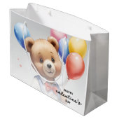 バレンタインデーかわいい水色クマとバルーン|過去記事 ラージペーパーバッグ (裏面アングル)