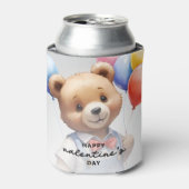 バレンタインデーかわいい水色クマとバルーン|過去記事 缶クーラー (缶正面)