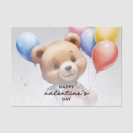 バレンタインデーかわいい水色クマとバルーン|過去記事 薄葉紙