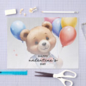 バレンタインデーかわいい水色クマとバルーン|過去記事 薄葉紙 (クラフト)
