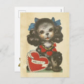 バレンタインデーかわいい犬のレトロ動物によって汚される子供 シーズンポストカード (正面/裏面)