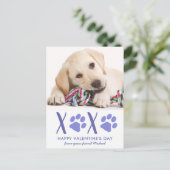 バレンタインデーかわいい犬ペット写真ホリデーカード シーズンポストカード (スタンド正面)