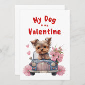 バレンタインデーかわいい犬ペット写真ホリデーカード 招待状 (正面/裏面)