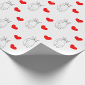 バレンタインデーかわいい猫ハート教室パーティー ラッピングペーパー (角)