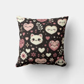 バレンタインデーかわいい猫ハート花柄 クッション (裏面)