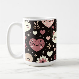 バレンタインデーかわいい猫ハート花柄 コーヒーマグカップ