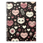 バレンタインデーかわいい猫ハート花柄 ノートブック (正面)