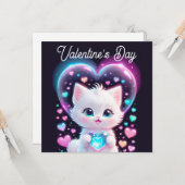 バレンタインデーかわいい猫バレンタインデー カード (正面/裏面インサイチュ)