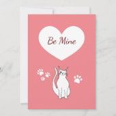 バレンタインデーかわいい猫手描きピンク シーズンカード (正面)