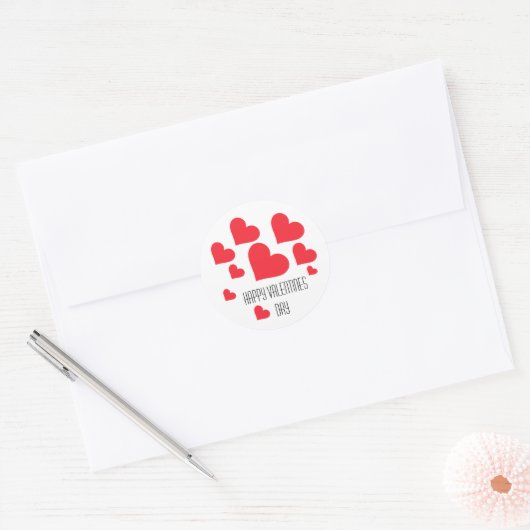 バレンタインデーかわいい赤いハートとたくさんの愛 ラウンドシール (封筒)