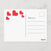 バレンタインデーかわいい赤いハートと愛の山 ポストカード (裏面)