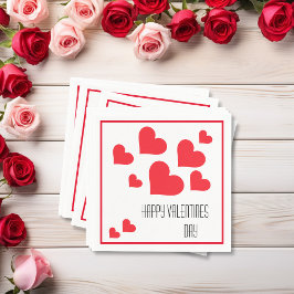 バレンタインデーかわいい赤いハートと愛 スタンダードカクテルナプキン