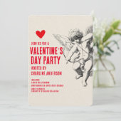 バレンタインデーかわいい赤い手書きパーティー 招待状 (スタンド正面)