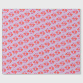 バレンタインデーかわいらしパープルウォーターカラーハート ラッピングペーパー (フラット)