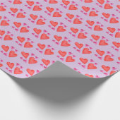 バレンタインデーかわいらしパープルウォーターカラーハート ラッピングペーパー (角)