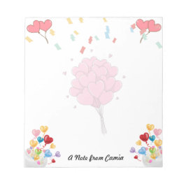 バレンタインデーかわいらし赤いハートバルーン ノートパッド