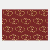 バレンタインデーかわいカスタマイズリンクハート ラッピングペーパーシート (正面3)