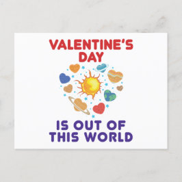 バレンタインデーがこの世界の惑星から出ているハート ポストカード