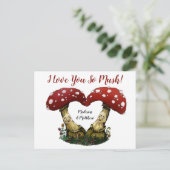 バレンタインデーが好きかわいい赤いキノコプン ポストカード (スタンド正面)