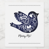 バレンタインデーが私の愛の鳥と結婚 ワインラベル (シングルラベル)